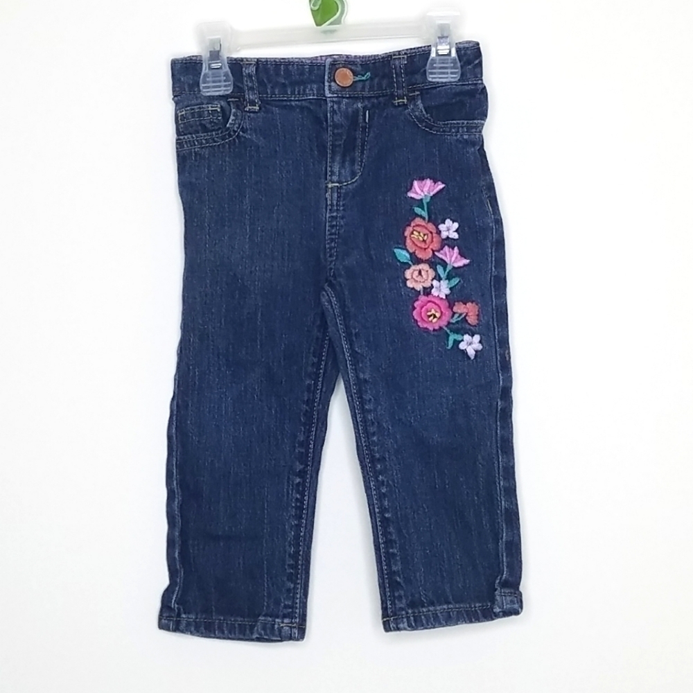 Genuine Kids Embroidered Flower Denim Jeans 18m